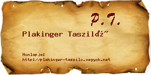 Plakinger Tasziló névjegykártya